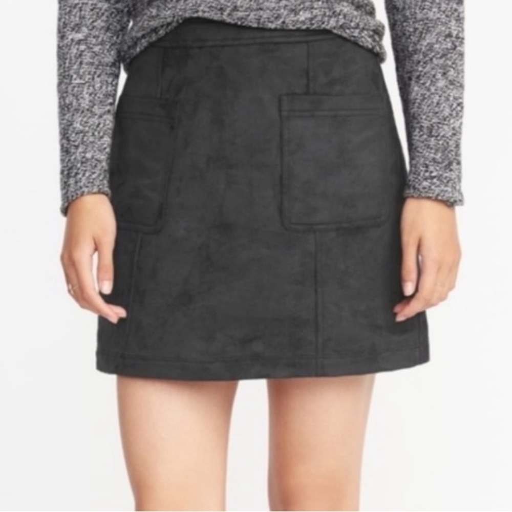 Old Navy Faux-Suede Utility A-Line Mini Skirt - Navy Blue